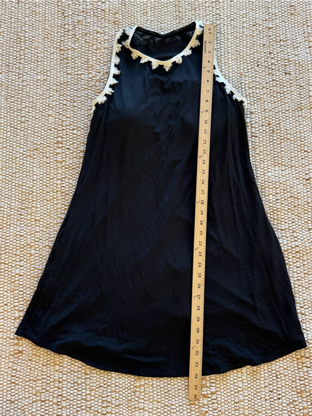 Shebird The Tunic Tank Dress with Fringe Trim Black size 4/M worn once - Picture 10 of 11